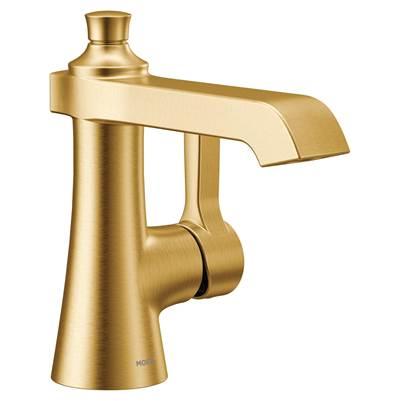 Moen Flara One-Handle Single Hole Bathroom Faucet with Drain Assembly, Brushed Gold by Moen