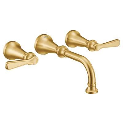 Moen Colinet Traditional Lever Handle Wall Mount Bathroom Faucet Trim, Valve Required, in Brushed Gold by Moen