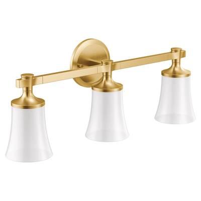 Brushed Gold Three Globe Bath Light by Moen