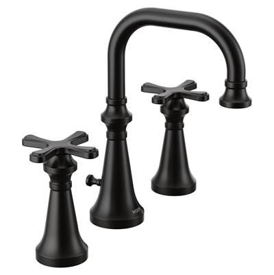 Moen Colinet Traditional Two-Handle Widespread High-Arc Bathroom Faucet with Cross Handles, Valve Required, in Matte Black by Moen