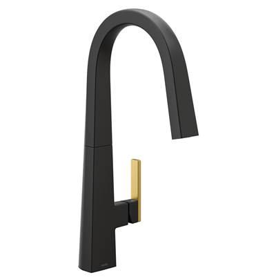 Moen Nio One-Handle Pull-down Kitchen Faucet with Power Clean, Includes Secondary Finish Handle Option, Matte Black by Moen