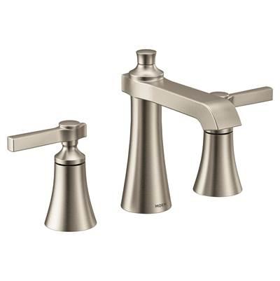 Moen Flara 8 in. Widespread 2-Handle High-Arc Bathroom Faucet Trim Kit in Brushed Nickel (Valve Sold Separately) by Moen