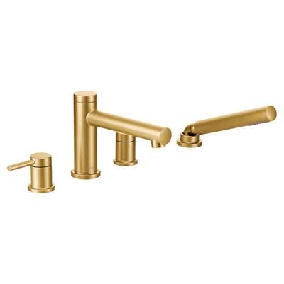 Align 2-Handle Deck Mount Roman Tub Faucet Trim Kit with Hand shower in Brushed Gold (Valve Sold Separately) by Moen