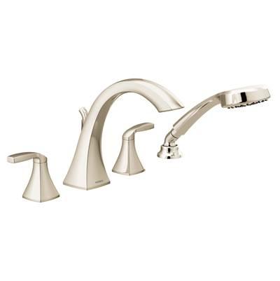 Moen Voss 2-Handle Roman Tub Faucet Trim Kit with Hand Shower in Polished Nickel (Valve Sold Separately) by Moen