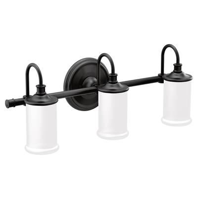 Moen Matte Black Three Globe Bath Light by Moen
