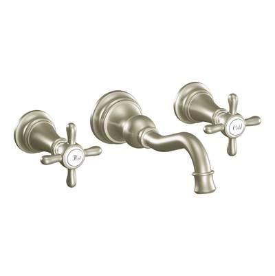 Moen Weymouth 2-Handle Wall Mount High-Arc Bathroom Faucet in Brushed Nickel (Valve Sold Separately) by Moen