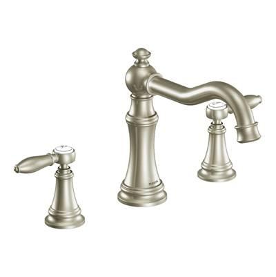 Moen Weymouth 2-Handle Diverter Deck-Mount High-Arc Roman Tub Faucet in Brushed Nickel (Valve Sold Separately) by Moen