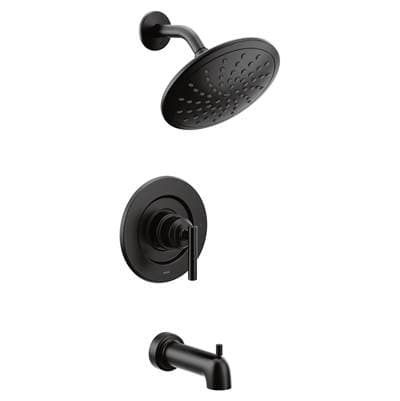 Moen Gibson Posi-Temp Pressure Balancing Modern Tub and Shower Trim with 8-Inch Eco-Performance Rainshower, Valve Required, Matte Black by Moen