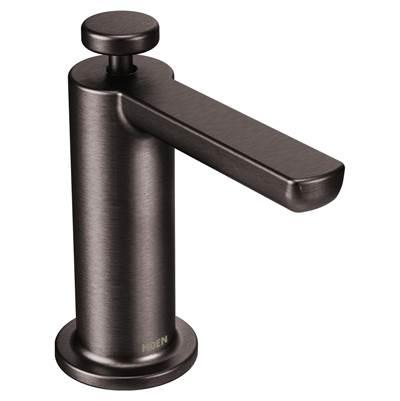 Modern Kitchen Deck Mounted Soap and Lotion Dispenser with Above the Sink Refillable Bottle, Black Stainless