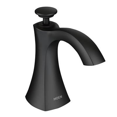 Moen Transitional Deck Mounted Kitchen Soap Dispenser with Above the Sink Refillable Bottle, Matte Black by Moen