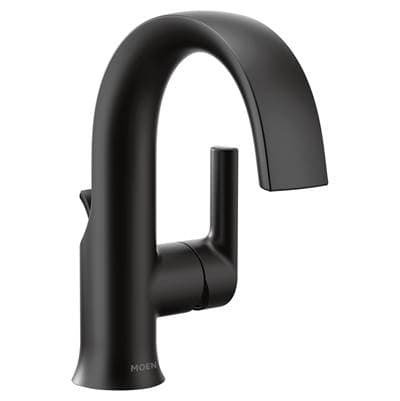 Moen Doux One-Handle High Arc Laminar Stream Bathroom Faucet, Matte Black by Moen