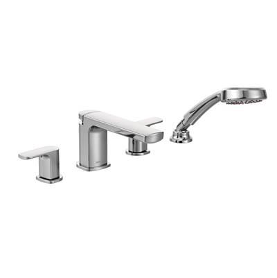 Moen Rizon 2-Handle Deck-Mount Roman Tub Faucet Trim Kit with Handshower in Chrome (Valve Sold Separately) by Moen