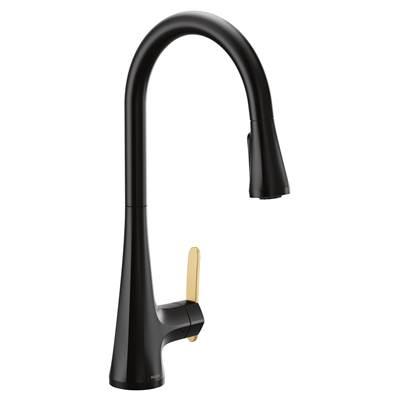 Moen Sinema Single-Handle Pull-Down Sprayer Kitchen Faucet with Power Clean and 2 Handle Options in Matte Black by Moen