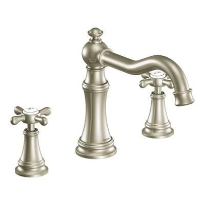 Moen Weymouth 2-Handle Deck-Mount High-Arc Roman Tub Faucet Trim Kit in Brushed Nickel (Valve Sold Separately) by Moen