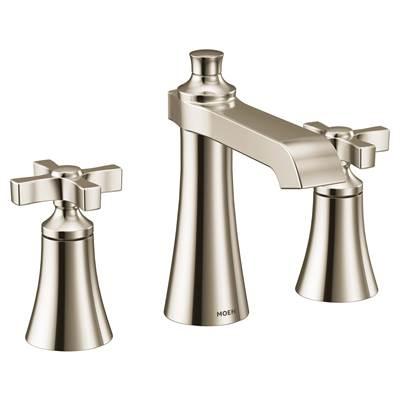 Moen Flara 8 in. Widespread 2-Handle High-Arc Bathroom Faucet Trim Kit in Polished Nickel (Valve Sold Separately) by Moen