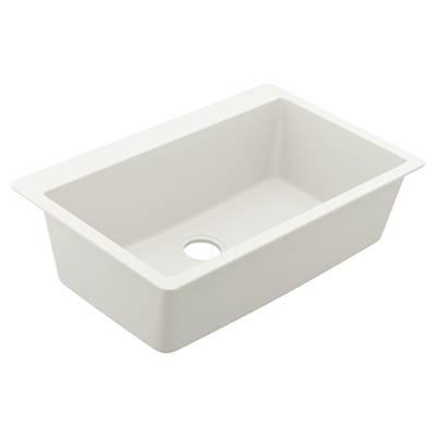 33-Inch Wide x 9.5-Inch Deep Dual Mount Granite Single Bowl Kitchen Sink, White by Moen