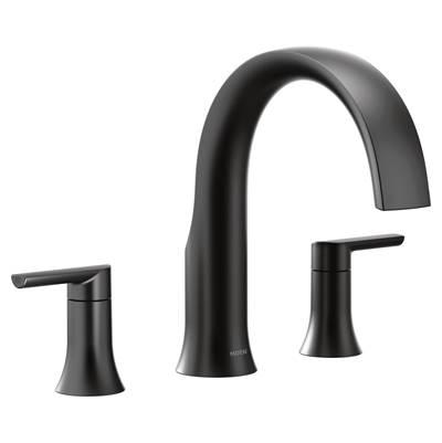 Moen Doux 2-Handle Deck Mount Roman Tub Faucet Trim Kit in Matte Black (Valve Sold Separately) by Moen
