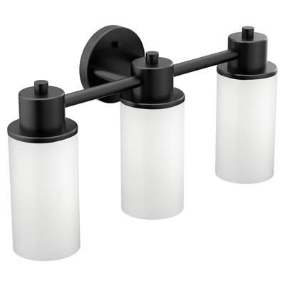 Moen Matte Black Three Globe Bath Light by Moen