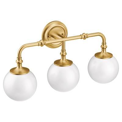 Brushed Gold Three Globe Bath Light by Moen