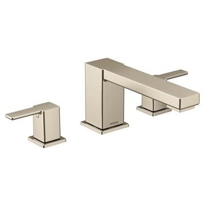 90 Degree Two-Handle Deck Mounted Roman Tub Faucet, Valve Required, Brushed Nickel by Moen