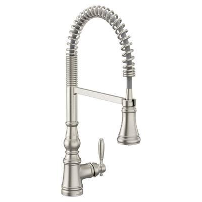 Moen Weymouth One Handle Pre-Rinse Spring Pulldown Kitchen Faucet with Power Boost, Spot Resist Stainless by Moen