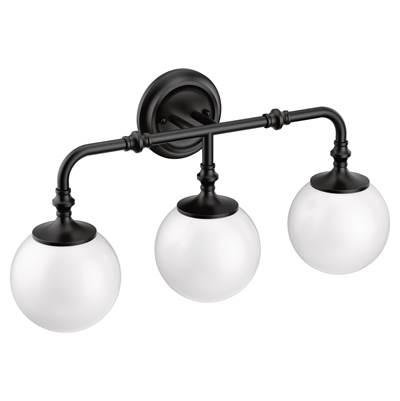 Moen Matte Black Three Globe Bath Light by Moen