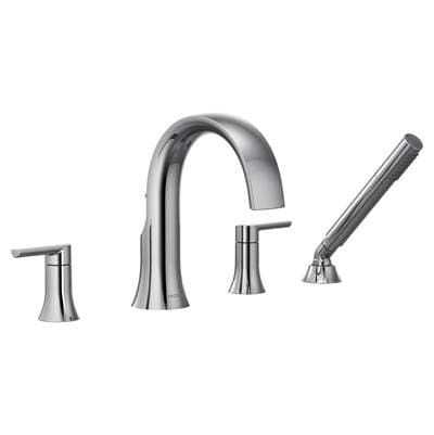 Moen Doux 2-Handle Deck Mount Roman Tub Faucet Trim Kit with Hand shower in Chrome (Valve Sold Separately)