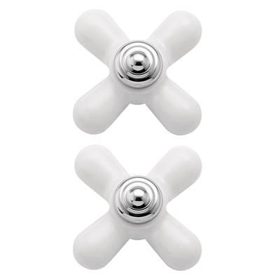 Monticello Replacement Handle Knob Insert, Porcelain and Chrome (2-Pack) - Porcelain/Chrome by Moen