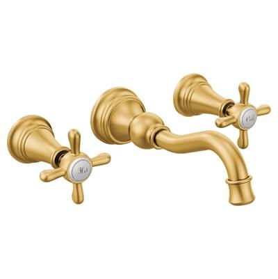 Moen Weymouth 2-Handle Wall Mount High-Arc Bathroom Faucet (Valve Sold Separately), Brushed Gold by Moen