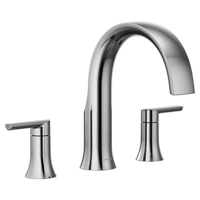 Moen Doux 2-Handle Deck Mount Roman Tub Faucet Trim Kit in Chrome (Valve Sold Separately)