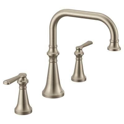 Colinet Two Handle Deck-Mount Roman Tub Faucet Trim with Lever Handles, Valve Required, in Brushed Nickel by Moen