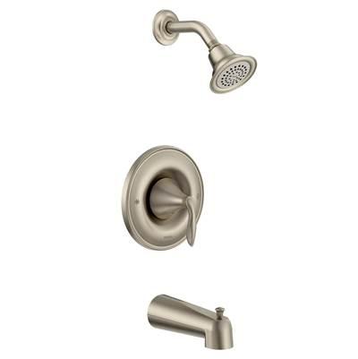 Eva 1-Handle Tub and Shower Trim in Brushed Nickel (Valve Sold Separately) by Moen