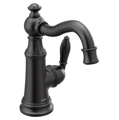 Moen Weymouth One-Handle Single Hole Traditional Bathroom Sink Faucet with Drain Assembly, Matte Black by Moen