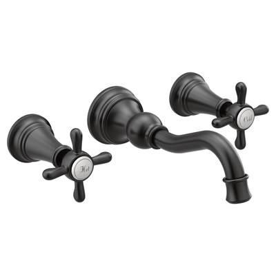 Moen Weymouth 2-Handle Wall Mount Bathroom Faucet in Matte Black (Valve Sold Separately) by Moen