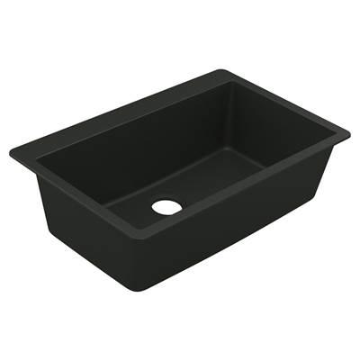 33-Inch Wide x 9.5-Inch Deep Dual Mount Granite Single Bowl Kitchen Sink, Black by Moen