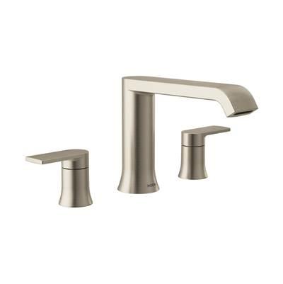 Moen Genta LX 2-Handle Deck-Mount High Arc Roman Tub Faucet Trim Kit in Brushed Nickel(Valve Sold Separately) by Moen