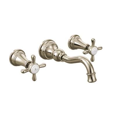 Moen Weymouth 2-Handle Wall Mount High-Arc Bathroom Faucet in Nickel (Valve Sold Separately) - Polished Nickel by Moen