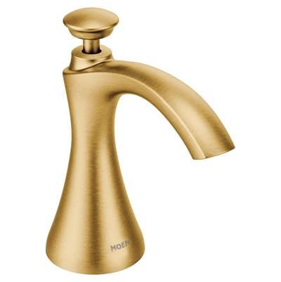 Moen Transitional Deck Mounted Kitchen Soap Dispenser with Above the Sink Refillable Bottle, Brushed Gold by Moen
