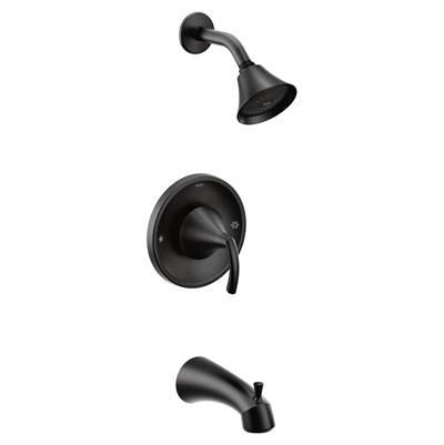 Glyde 1-Spray Single-Handle Eco-Performance Posi-Temp Tub and Shower Faucet Trim Kit in Matte Black (Valve Sold Separately) by Moen