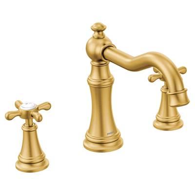 Moen Weymouth 2-Handle Deck-Mount High-Arc Roman Tub Faucet Trim Kit in Brushed Gold (Valve Sold Separately) by Moen