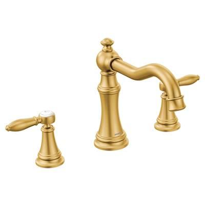 Moen Weymouth 2-Handle Diverter Deck-Mount High-Arc Roman Tub Faucet in Brushed Gold (Valve Sold Separately) by Moen