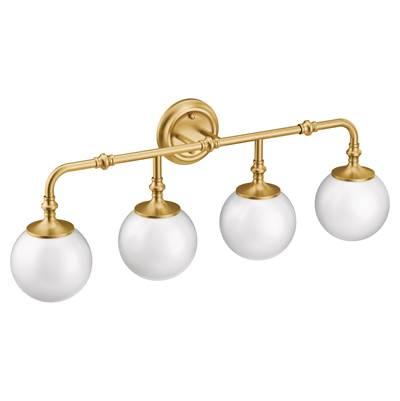 Brushed Gold Four Globe Bath Light by Moen