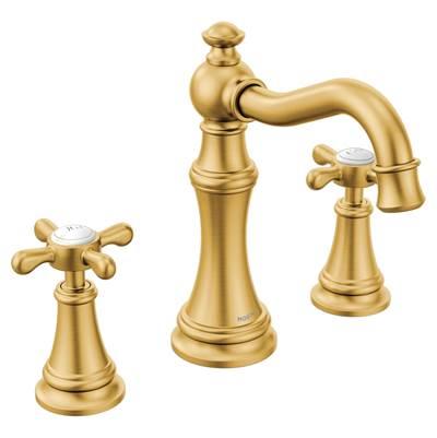 Moen Weymouth Two-Handle Widespread Cross Handle Bathroom Faucet Trim Kit, Valve Required, Brushed Gold by Moen