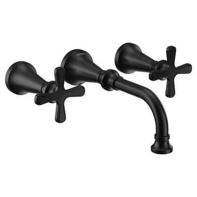 Moen Colinet Traditional Cross Handle Wall Mount Bathroom Faucet Trim, Valve Required, in Matte Black by Moen