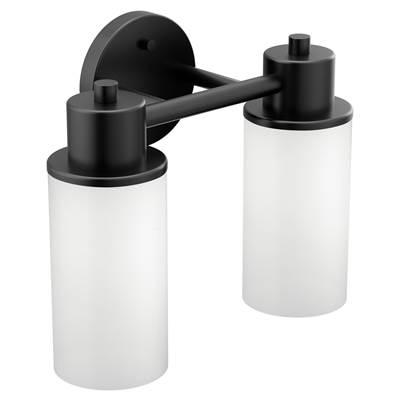 Moen Matte Black Two Globe Bath Light by Moen