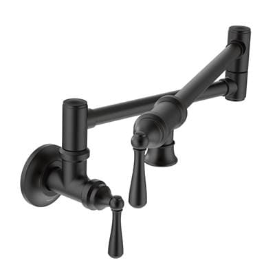 Moen Traditional Wall Mount Swing Arm Folding Pot Filler Kitchen Faucet, Matte Black