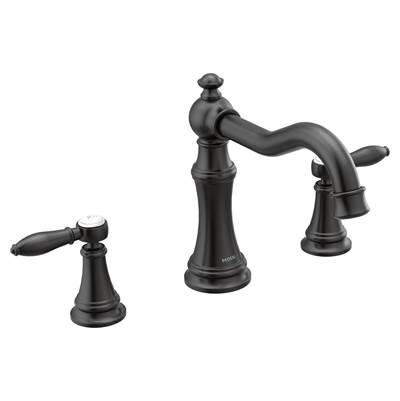 Moen Weymouth 2-Handle Deck Mount Roman Tub Faucet Trim Kit with Hand Shower in Matte Black (Valve Sold Separately) by Moen