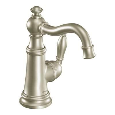 Moen Weymouth One-Handle Single Hole Traditional Bathroom Sink Faucet with Drain Assembly, Brushed Nickel by Moen