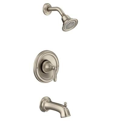 Brantford Single-Handle 1-Spray Posi-Temp Tub and Shower Faucet Trim Kit in Brushed Nickel (Valve Sold Separately) by Moen