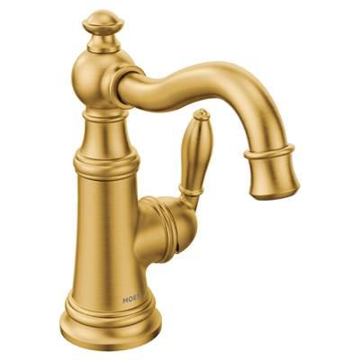 Moen Weymouth One-Handle Single Hole Traditional Bathroom Sink Faucet with Drain Assembly, Brushed Gold by Moen